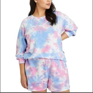 🍀 Sanctuary Tie Dye Shorts & Sweatshirt Set